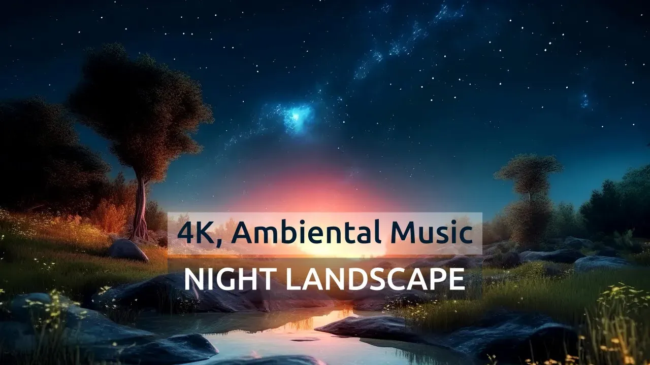 Video [4k] Peisaj de noapte, in indepartare Calea Lactee si Muzica de relaxare