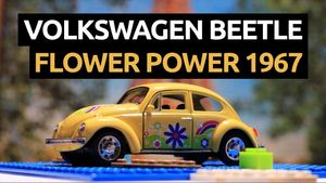 Prezentare Masinuta diecast Volkswagen Beetle Flower Power 1967