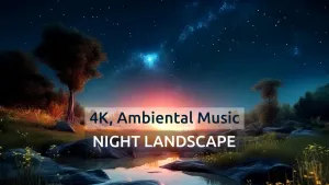 Video [4k] Peisaj de noapte, in indepartare Calea Lactee si Muzica de relaxare