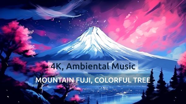 Muntele Fuji sub un cer de noapte • Muzica calma • Relaxare AINature - Video 4K UltraHD